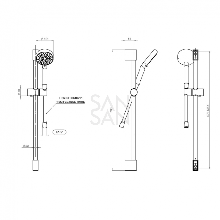 Lua Hand Shower with Adjustable Bar - Premium Showers from Laufen - Just GH₵1755! Shop now at Kimo Group