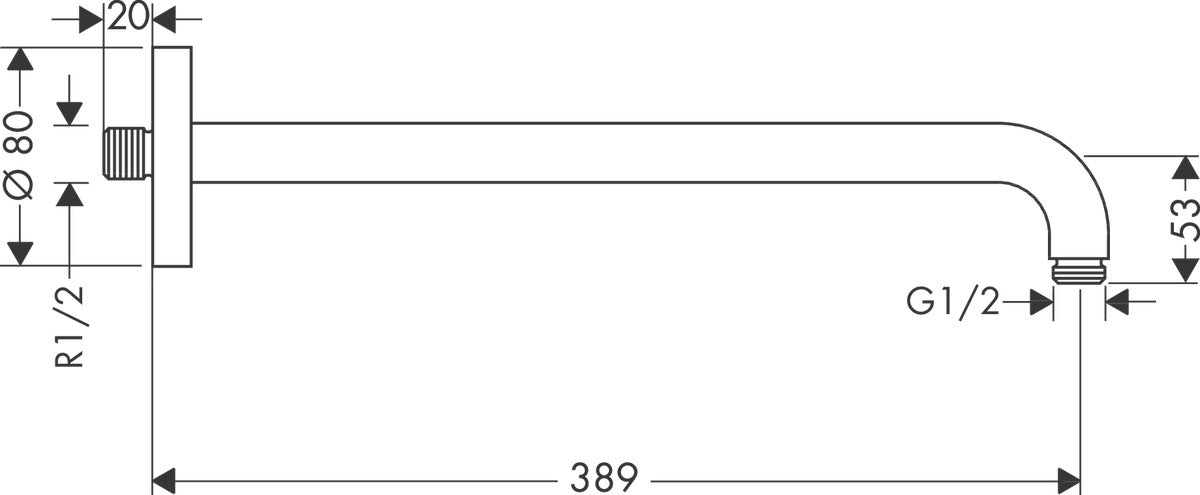 Shower Arm DN15 389mm - Premium Showers from Hansgrohe - Just GH₵1560! Shop now at Kimo Group