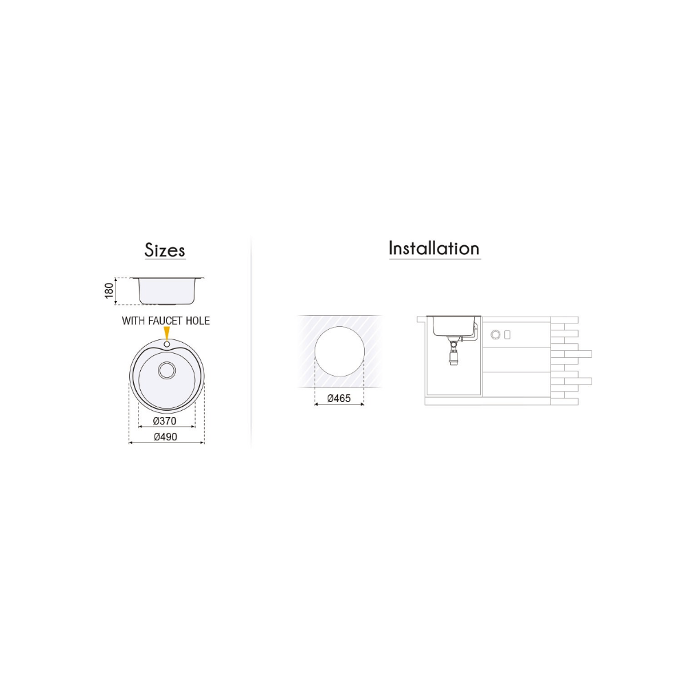Inset Kitchen Sink Round Bowl - Premium Kitchen from Ctesi - Just GH₵395! Shop now at Kimo Group