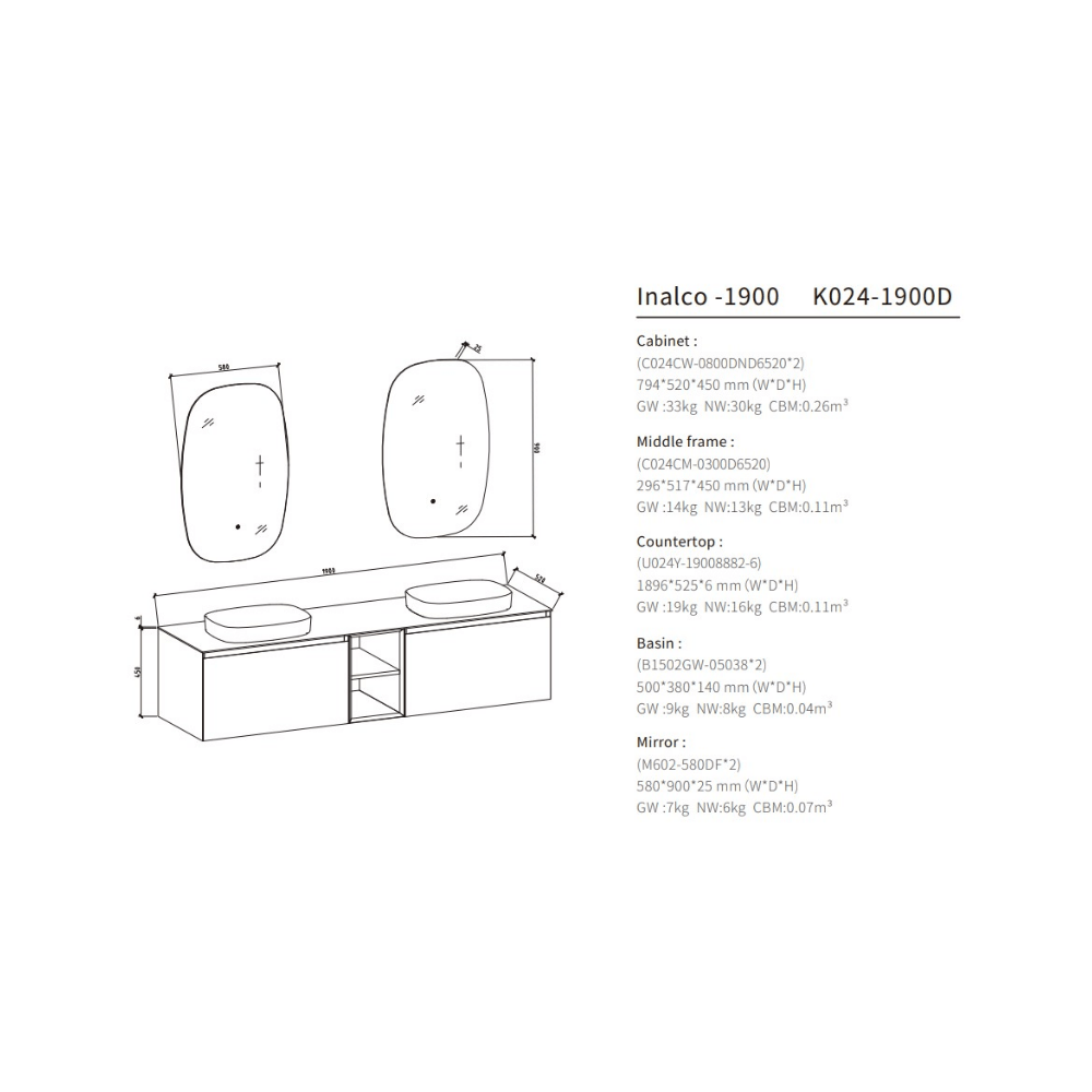 Inalco Vanity Cabinet - Premium Furniture & Mirrors from Tona - Just GH₵26500! Shop now at Kimo Group