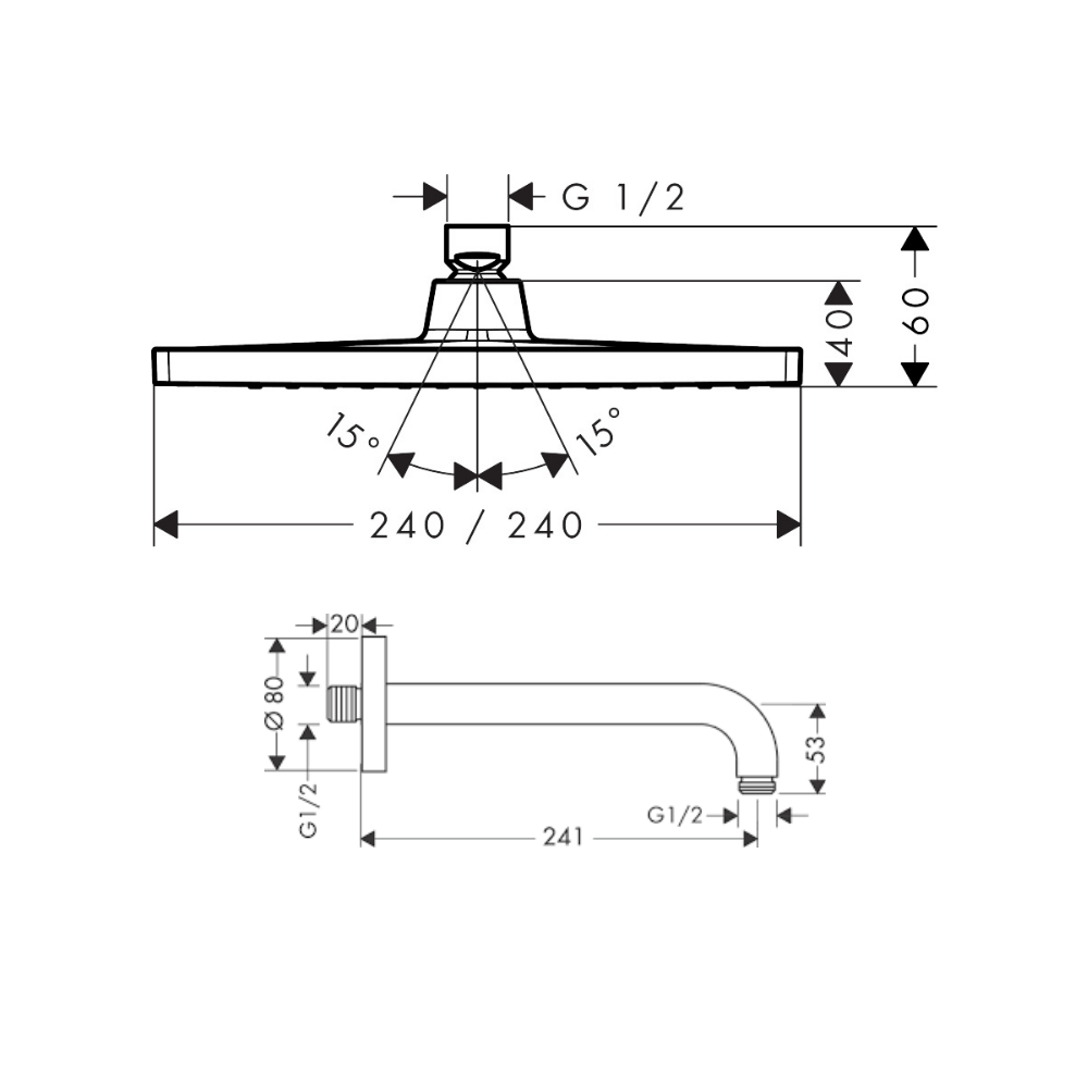 Crometta E 240 1jet Overhead Shower with Shower Arm - Premium Showers from Hansgrohe - Just GH₵3924! Shop now at Kimo Group