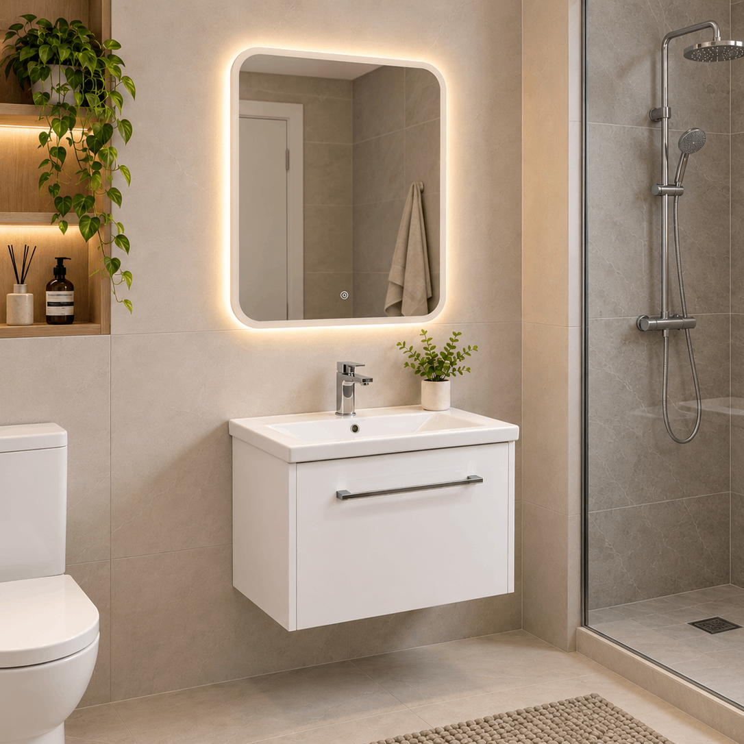 Elm Vanity Cabinet With LED Mirror - Premium vanity cabinet from Groove - Just GH₵4465! Shop now at Kimo Group