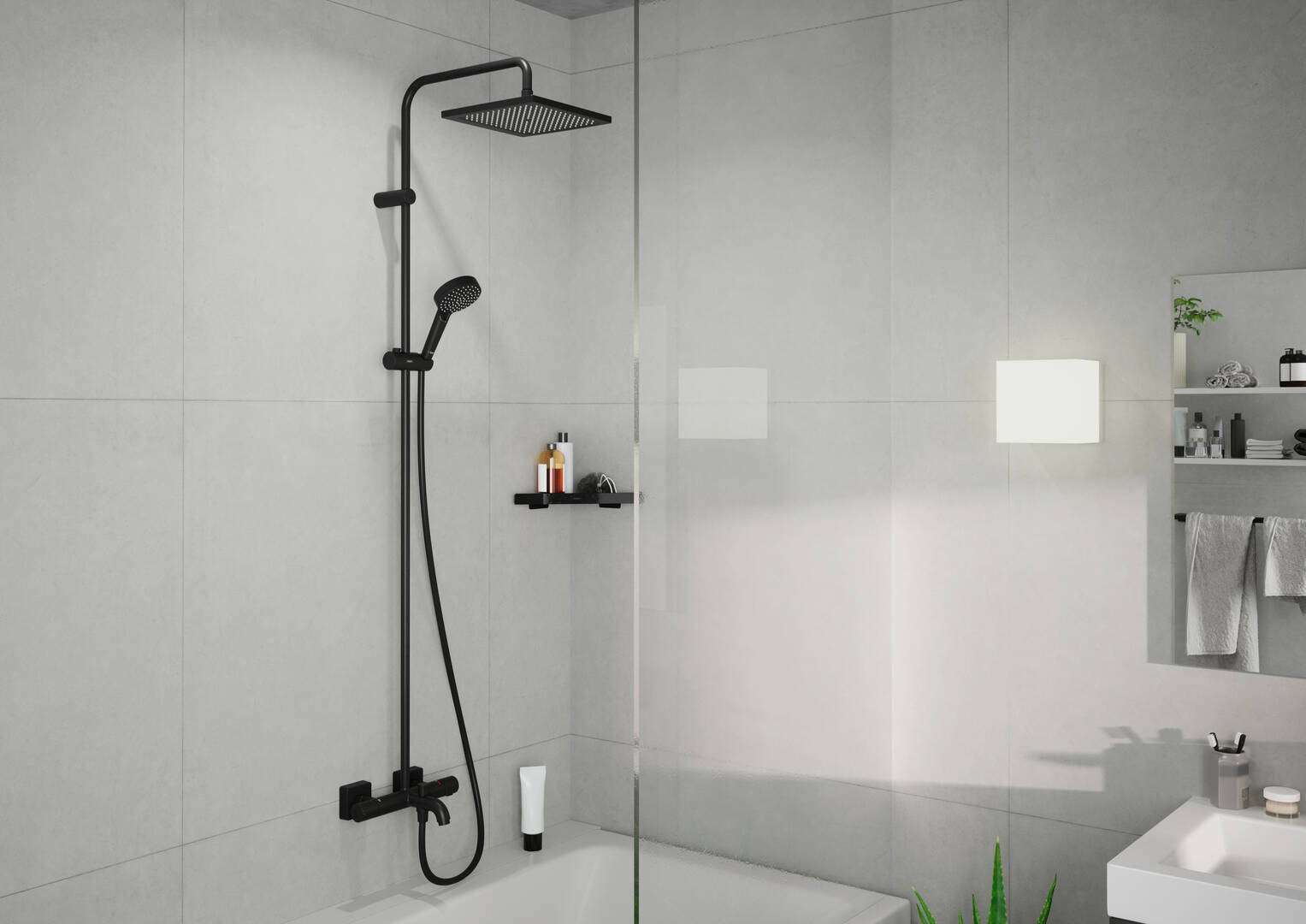 Vernis Showerpipe 240 1 jet + Thermostat - Premium Showers from Hansgrohe - Just GHS16995! Shop now at Kimo in Ghana