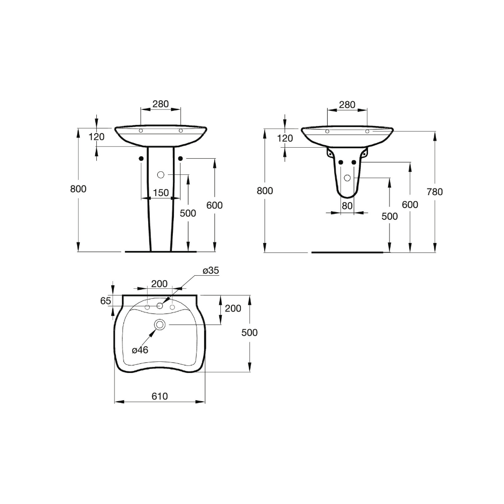 San Remo Basin 61cm - Premium Basins from Ideal Standard - Just GHS2650! Shop now at Kimo in Ghana